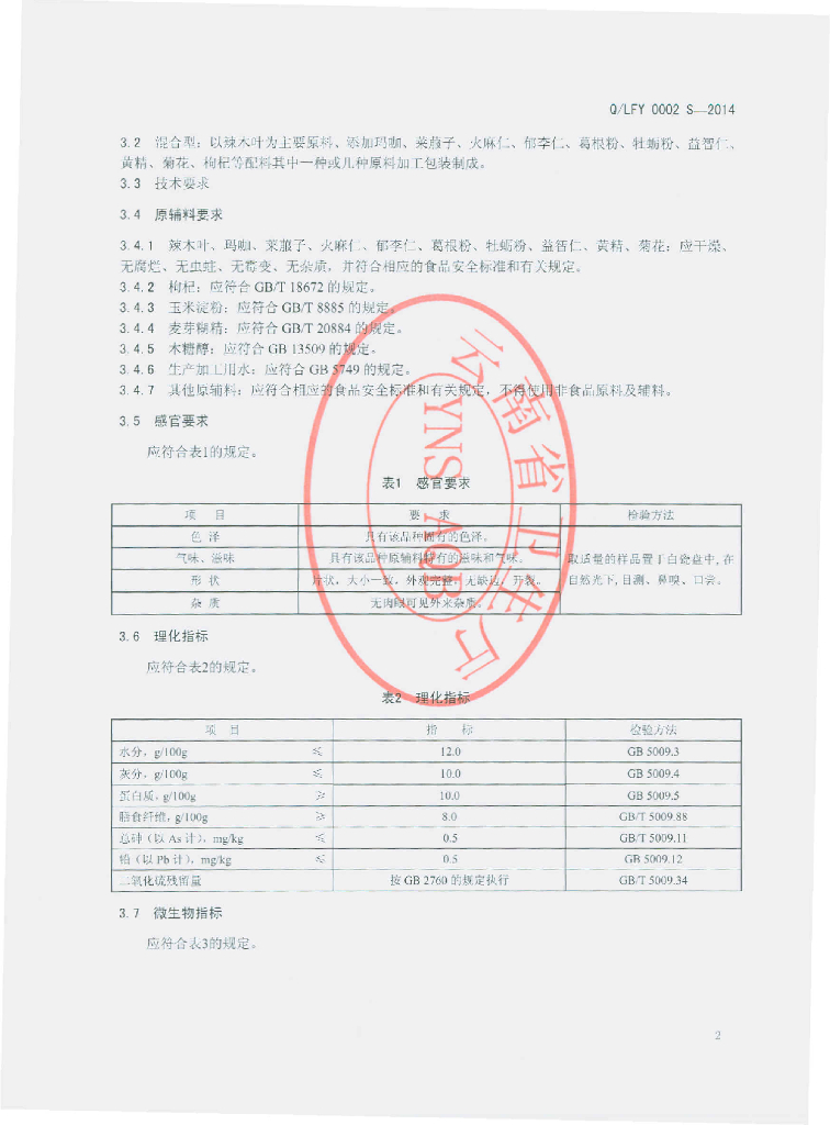 Q/LFY 0002S-2014 标准预览