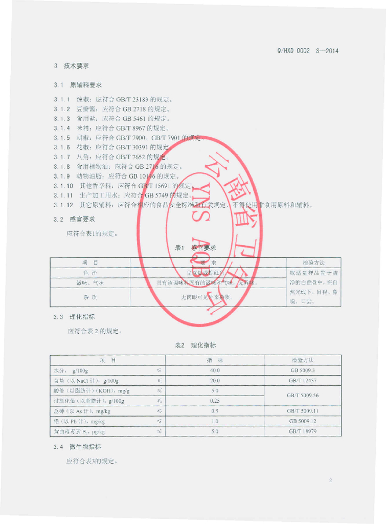 Q/HXD 0002S-2014 标准预览