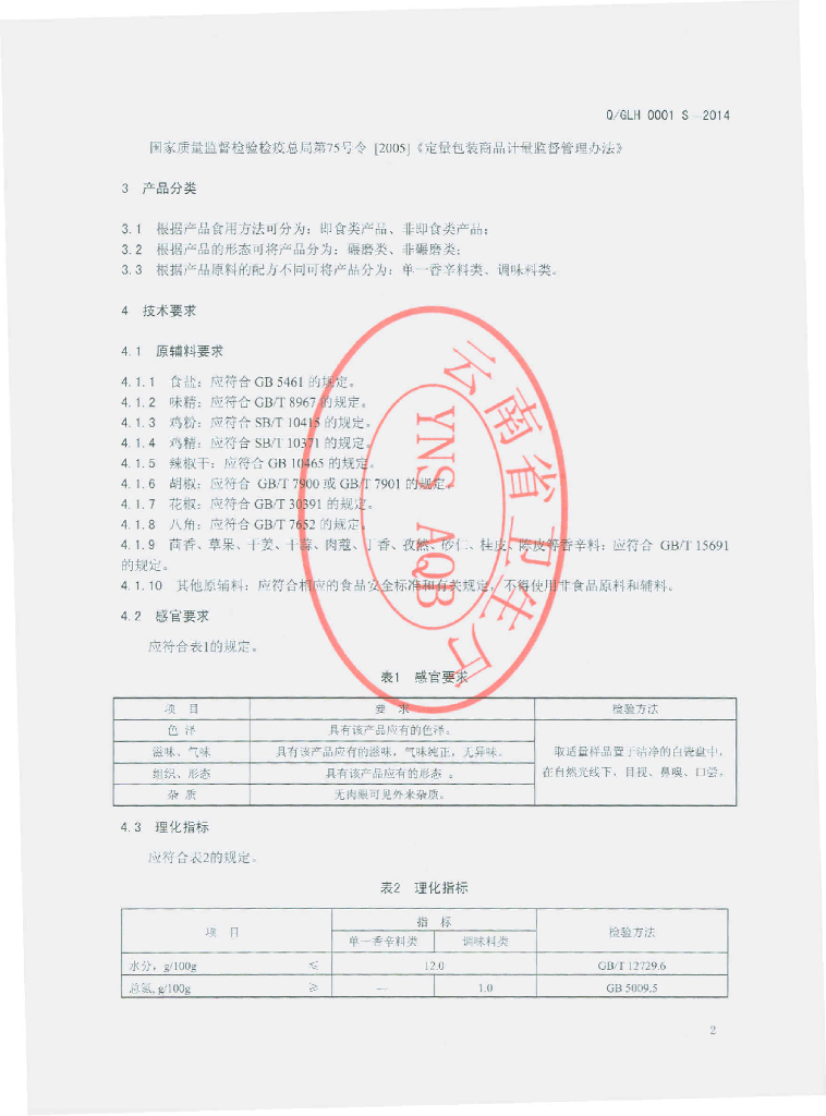 Q/GLH 0001S-2014 标准预览