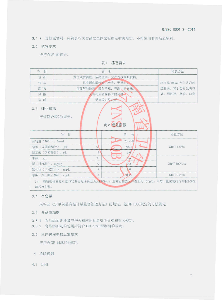 Q/BZQ 0001S-2014 标准预览