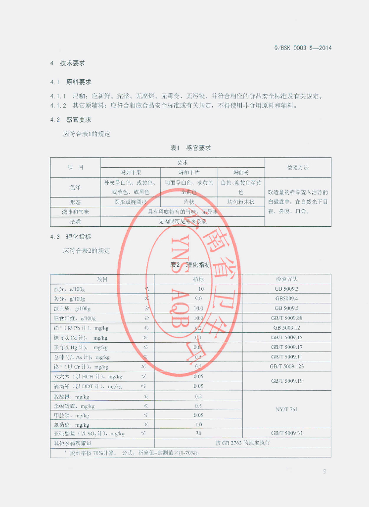 Q/BSK 0003S-2014 标准预览