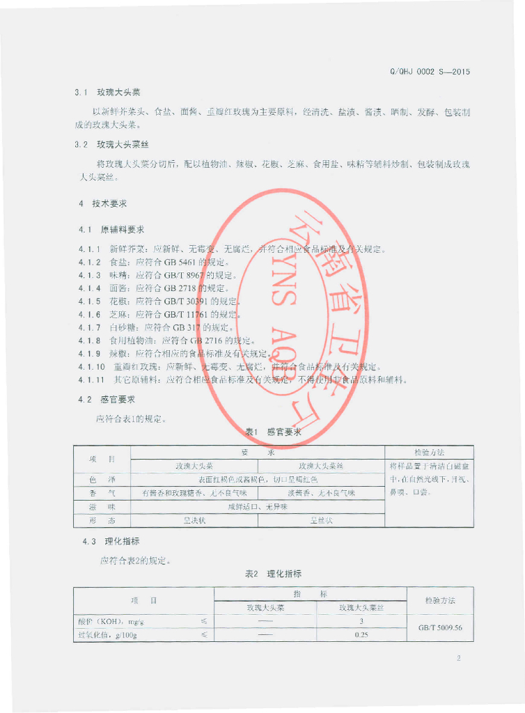Q/QHJ 0002S-2015 标准预览