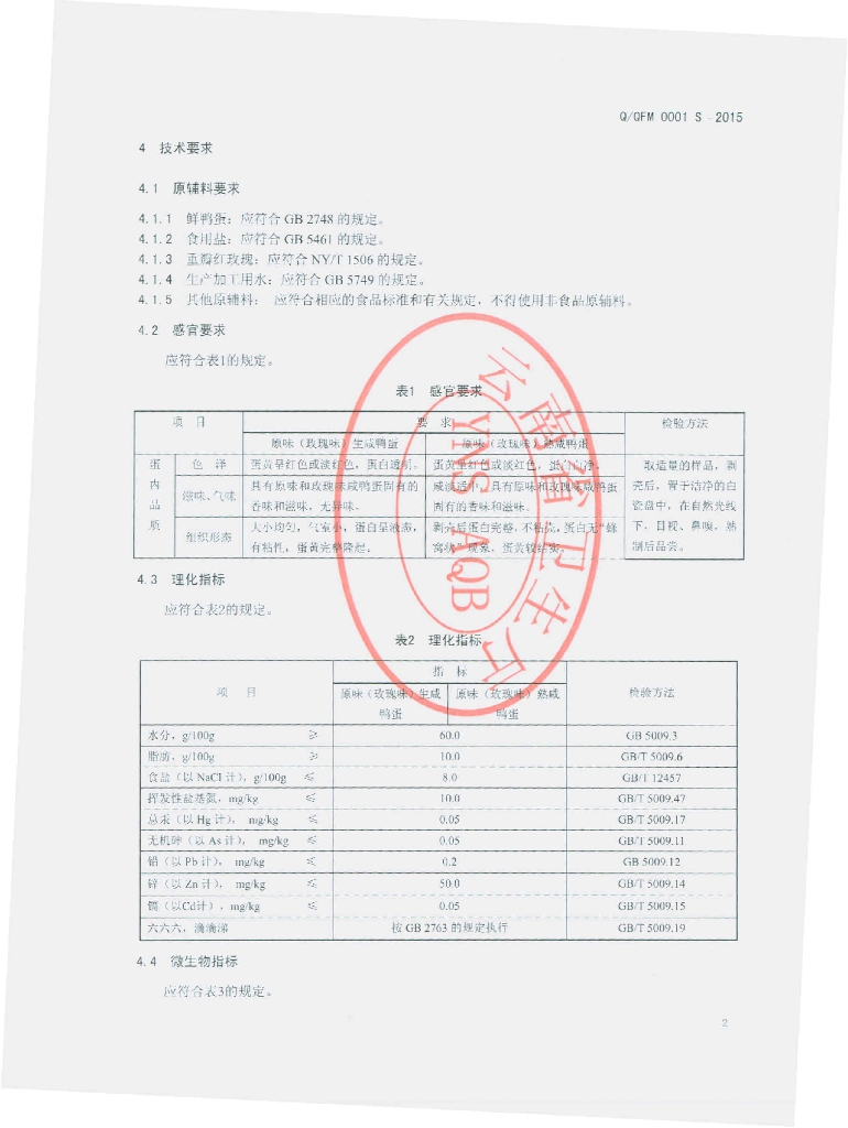 Q/QFM 0001S-2015 标准预览