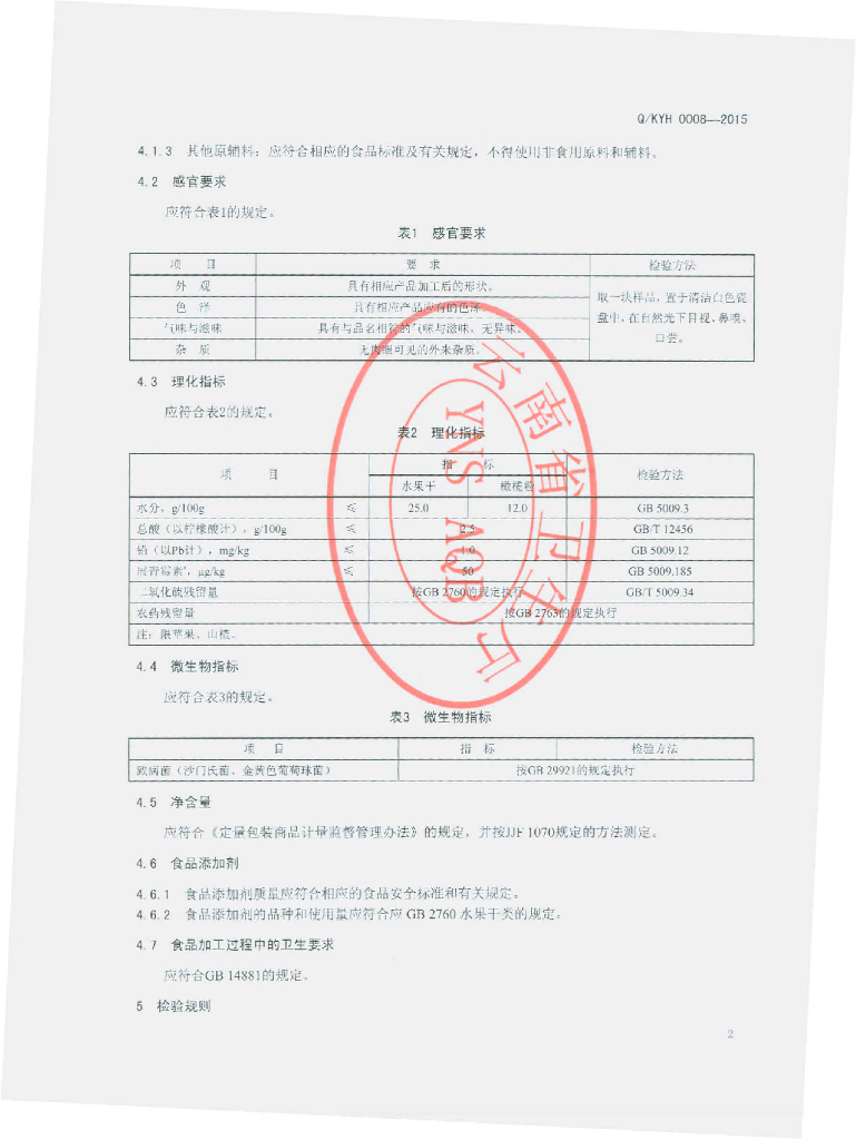 Q/KYH 0008-2015 标准预览