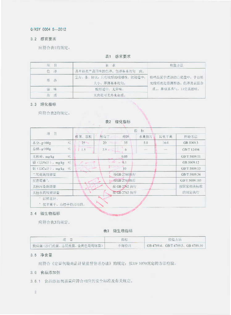 Q/KSY 0004S-2012 标准预览