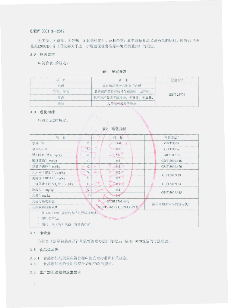 Q/KSY 0001S-2012 标准预览