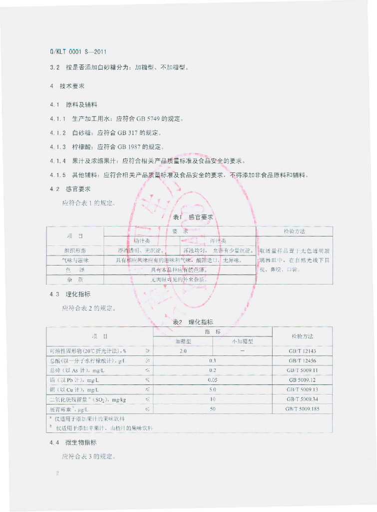 Q/KLT 0001S-2011 标准预览