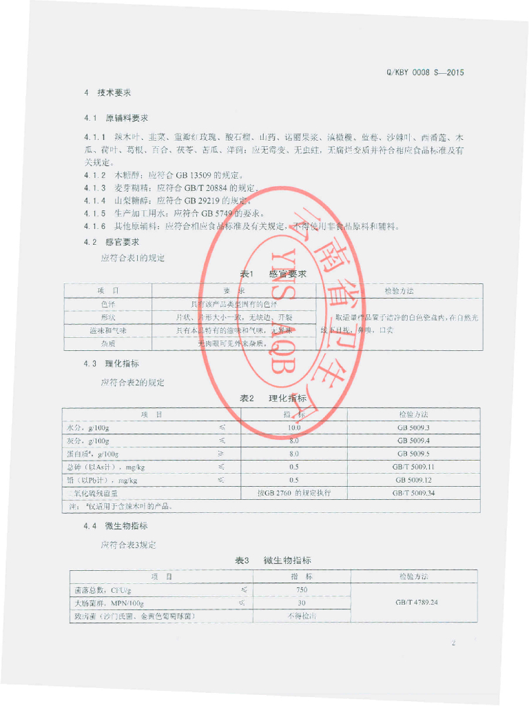 Q/KBY 0008S-2015 标准预览