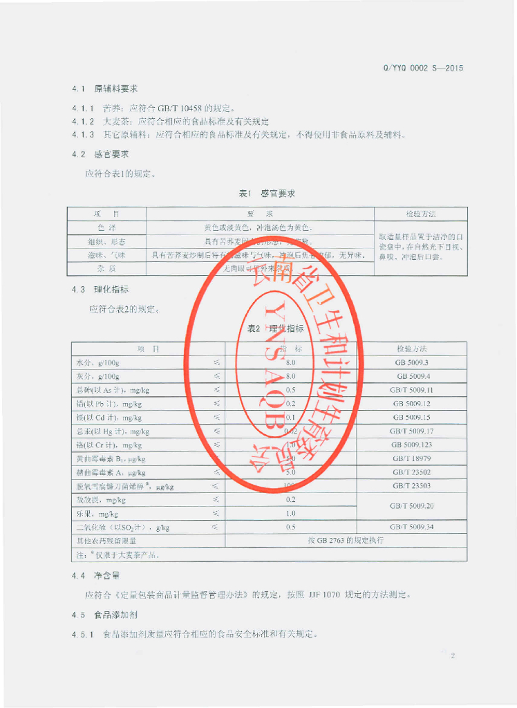 Q/YYQ 0002S-2015 标准预览