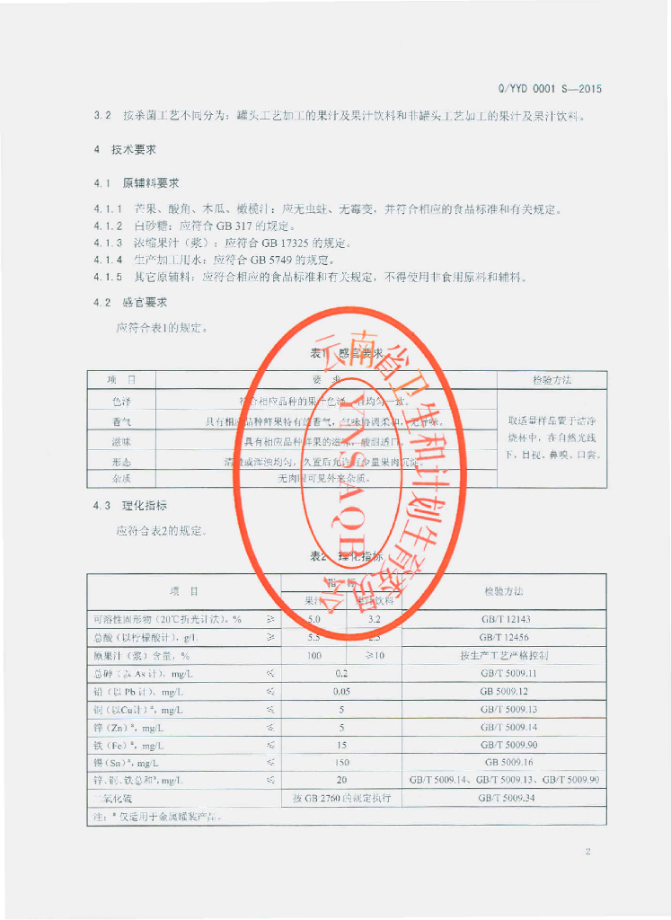 Q/YYD 0001S-2015 标准预览