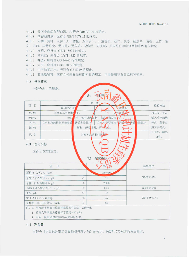 Q/YHK 0001S-2015 标准预览