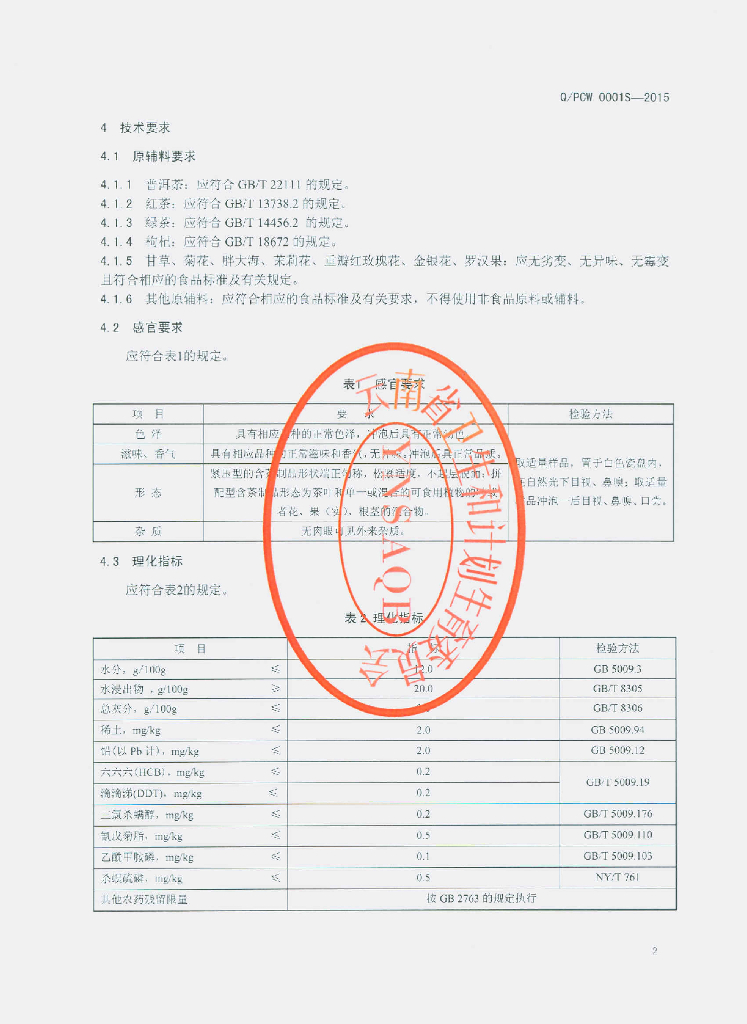 Q/PCW 0001S-2015 标准预览