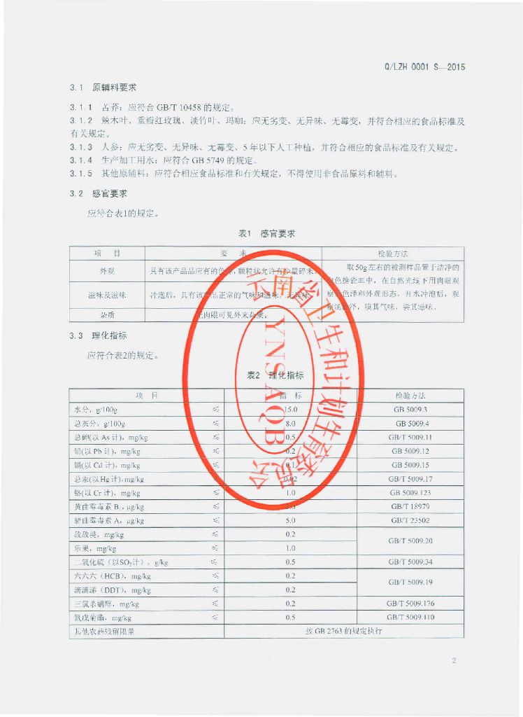 Q/LZH 0001S-2015 标准预览