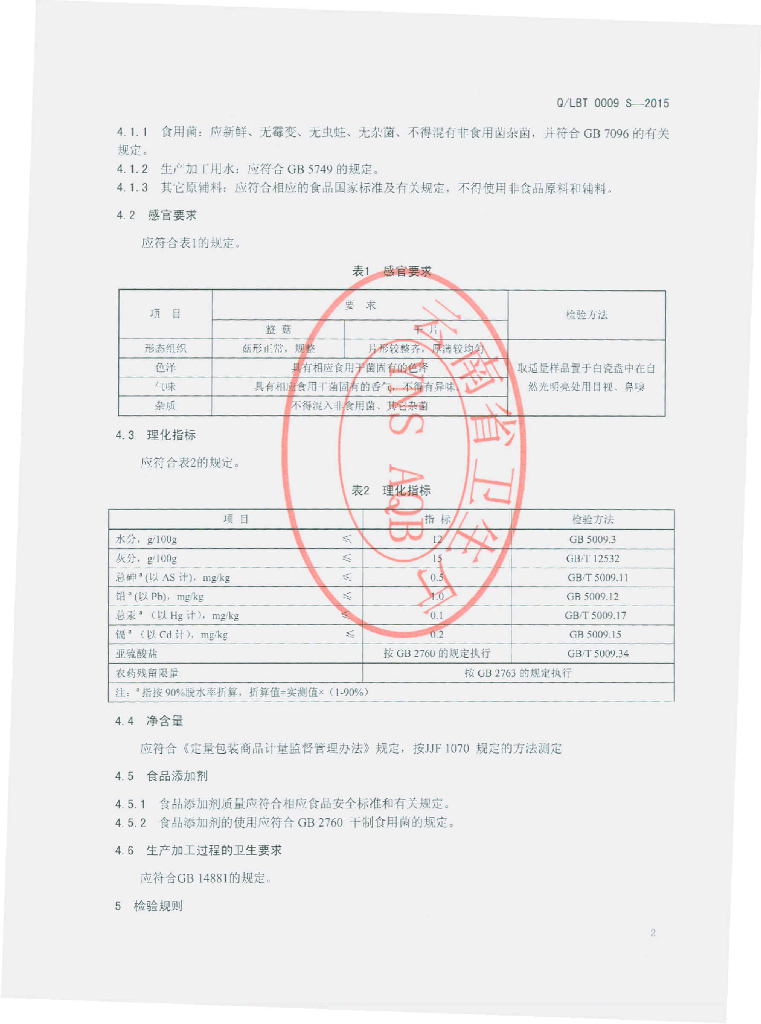 Q/LBT 0009S-2015 标准预览