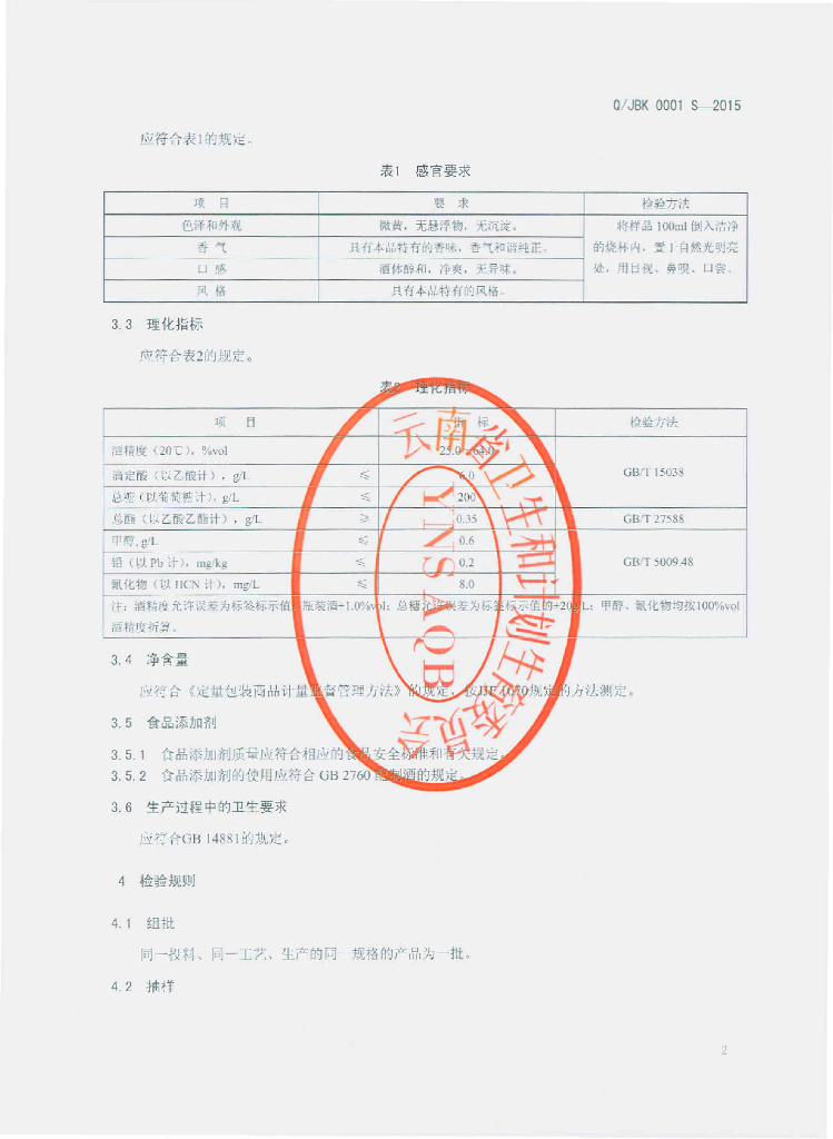 Q/JBK 0001S-2015 标准预览