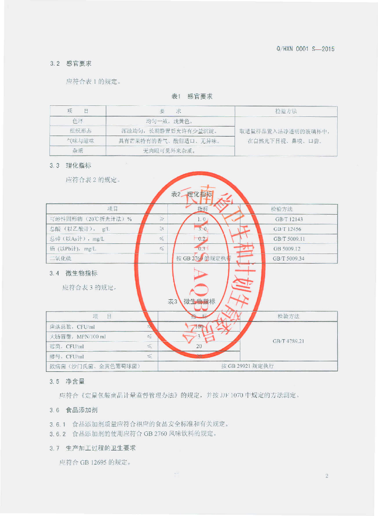 Q/HXN 0001S-2015 标准预览