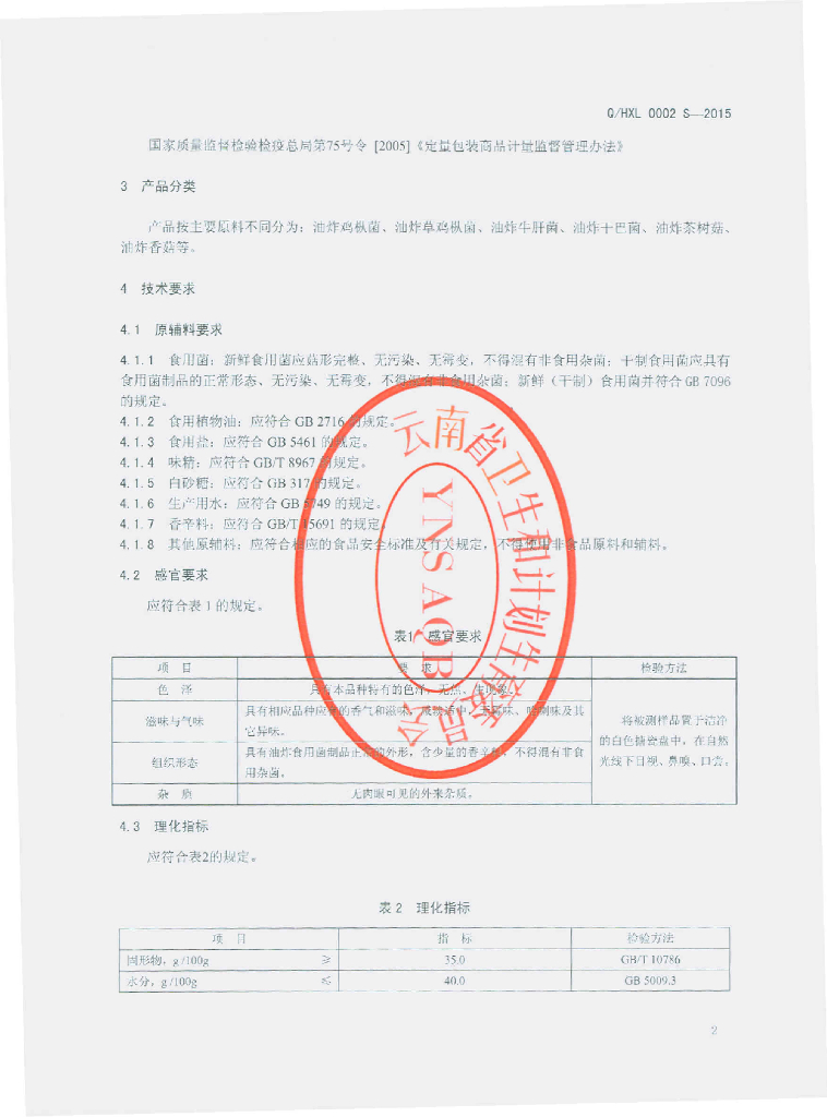 Q/HXL 0002S-2015 标准预览