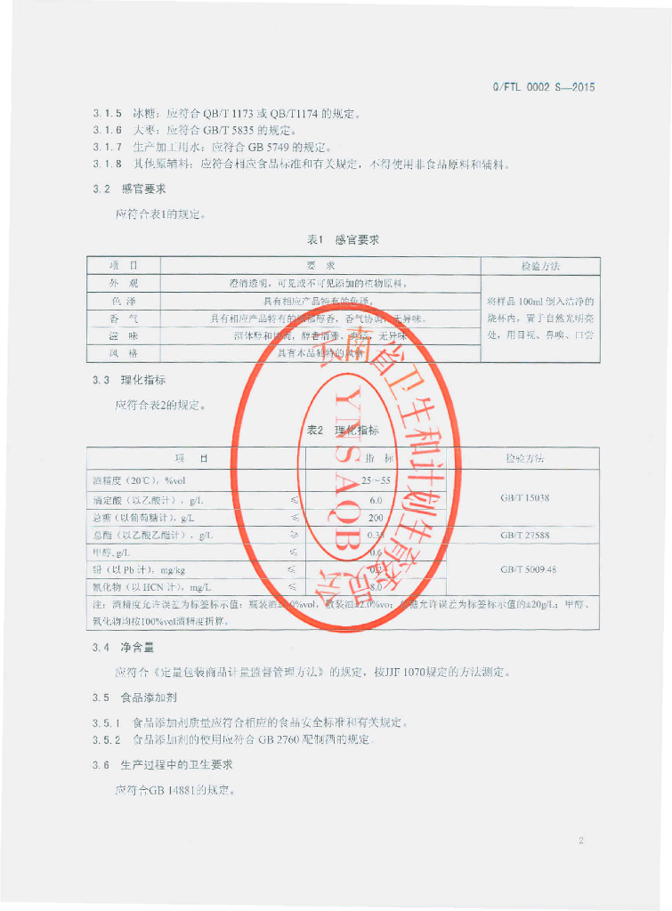 Q/FTL 0002S-2015 标准预览