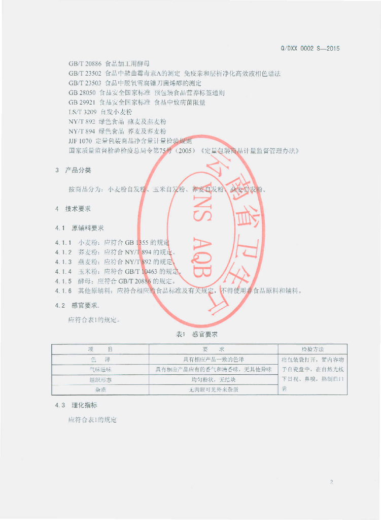 Q/DXX 0002S-2015 标准预览