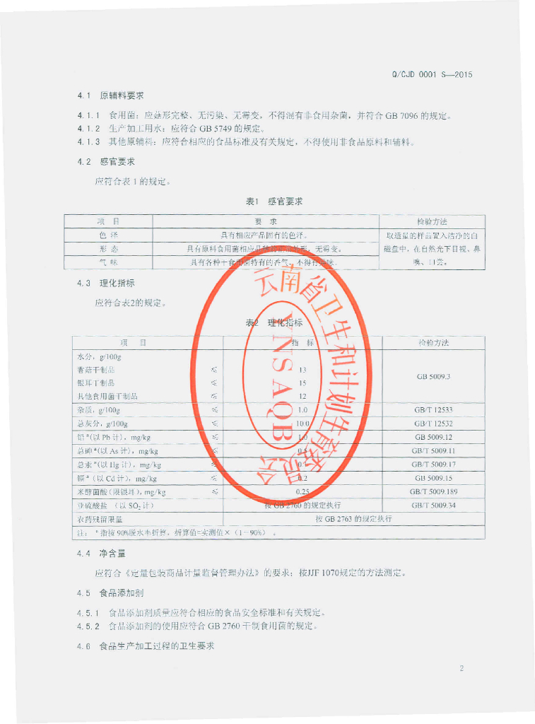 Q/CJD 0001S-2015 标准预览
