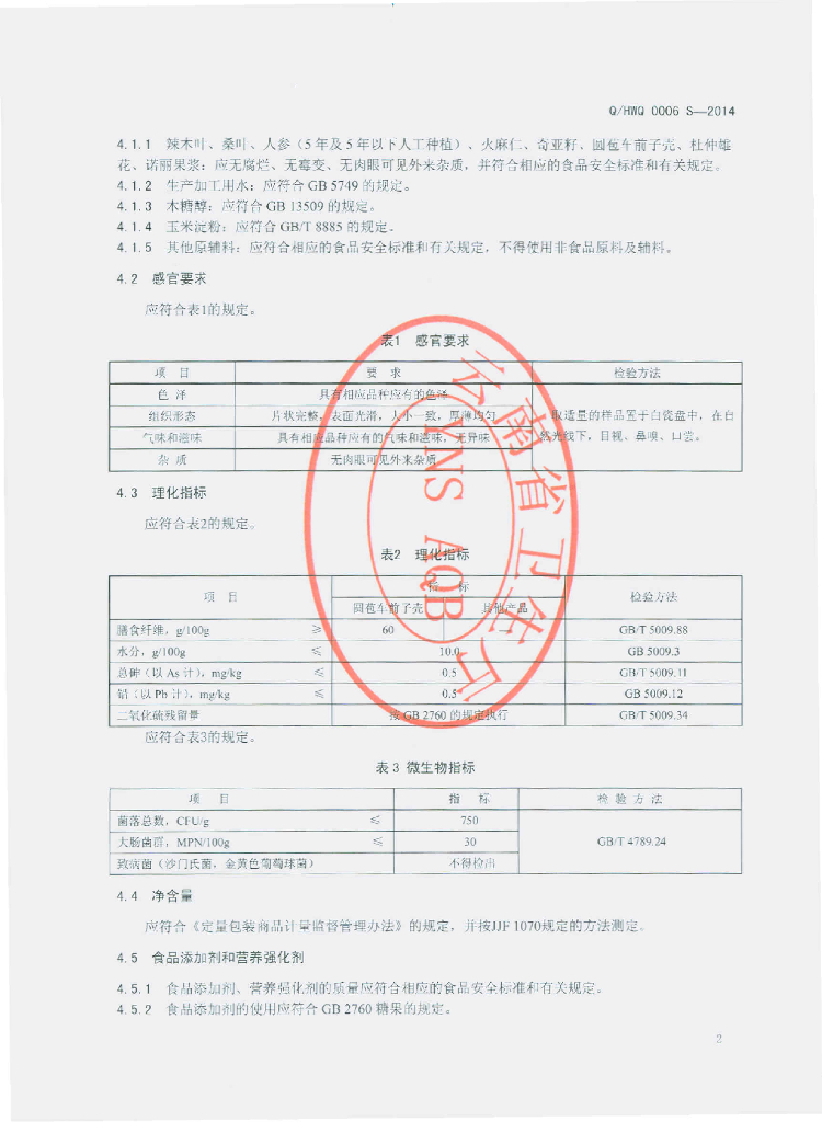 Q/HWQ 0006S-2014 标准预览