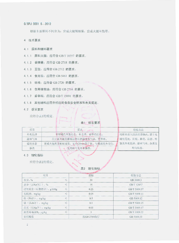 Q/XPJ 0001S-2012 标准预览