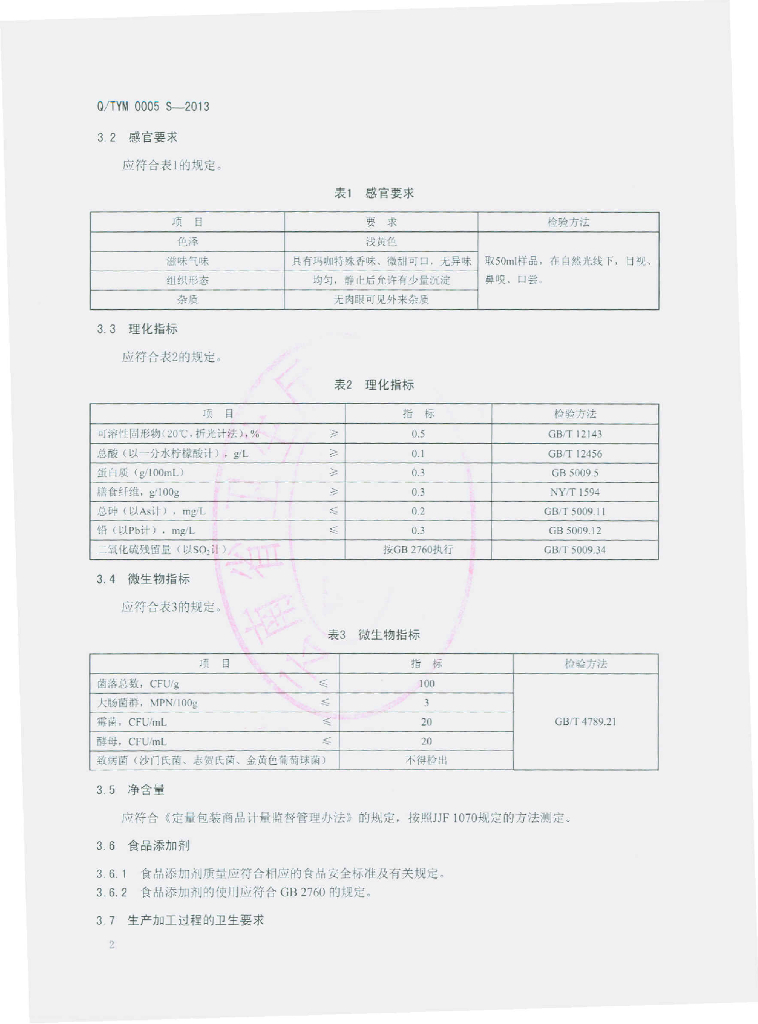Q/TYM 0005S-2013 标准预览