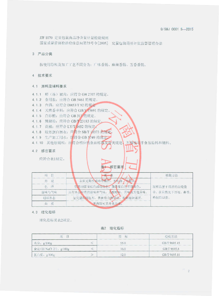 Q/SWJ 0001S-2015 标准预览