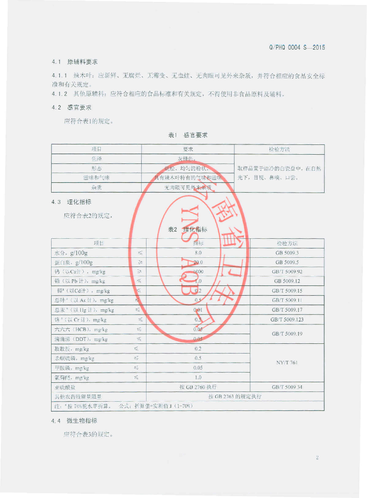Q/PHQ 0004S-2015 标准预览