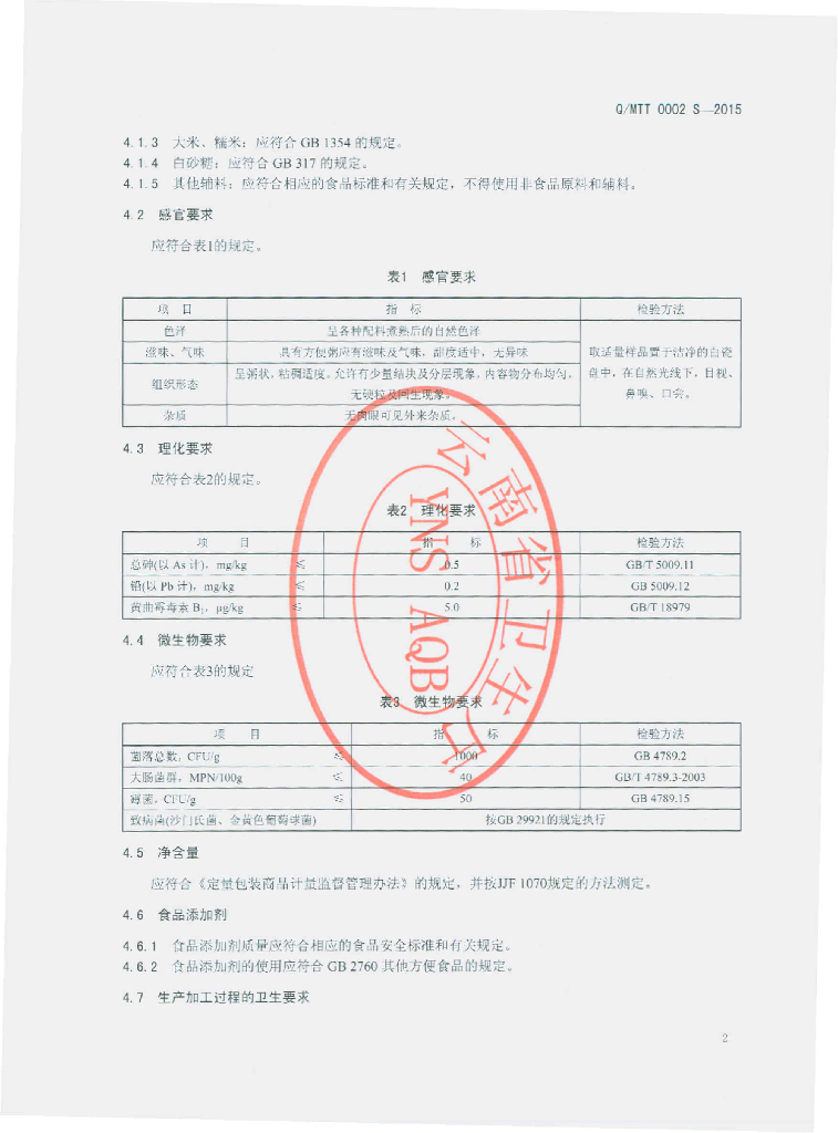 Q/MTT 0002S-2015 标准预览