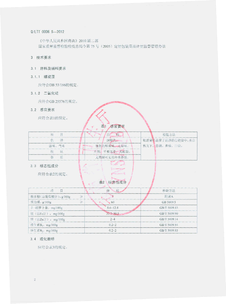 Q/LTT 0006S-2012 标准预览