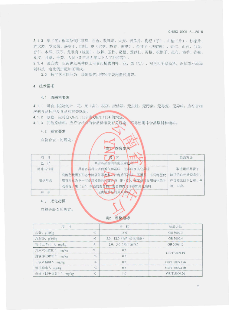 Q/KRX 0001S-2015 标准预览