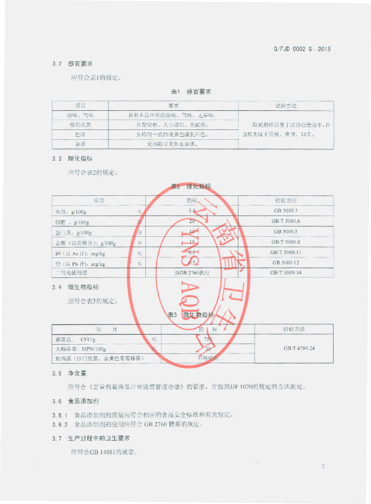 Q/FJD 0002S-2015 标准预览