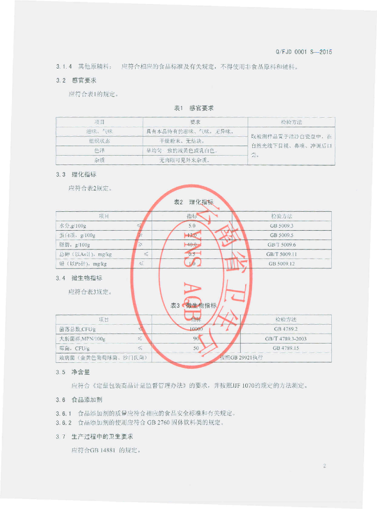 Q/FJD 0001S-2015 标准预览