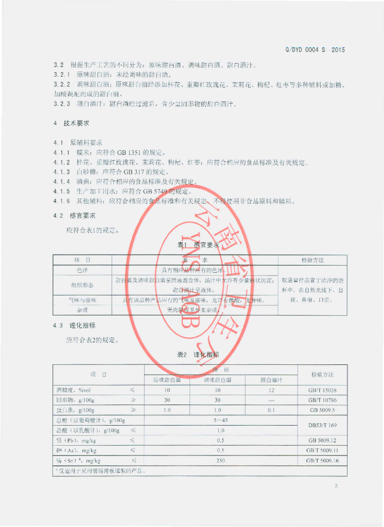 Q/DYD 0004S-2015 标准预览