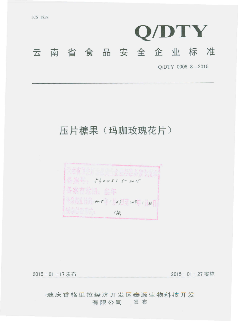 Q/DTY 0008S-2015 标准预览