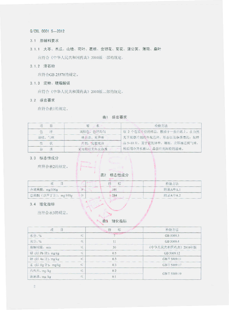 Q/CXL 0001S-2012 标准预览