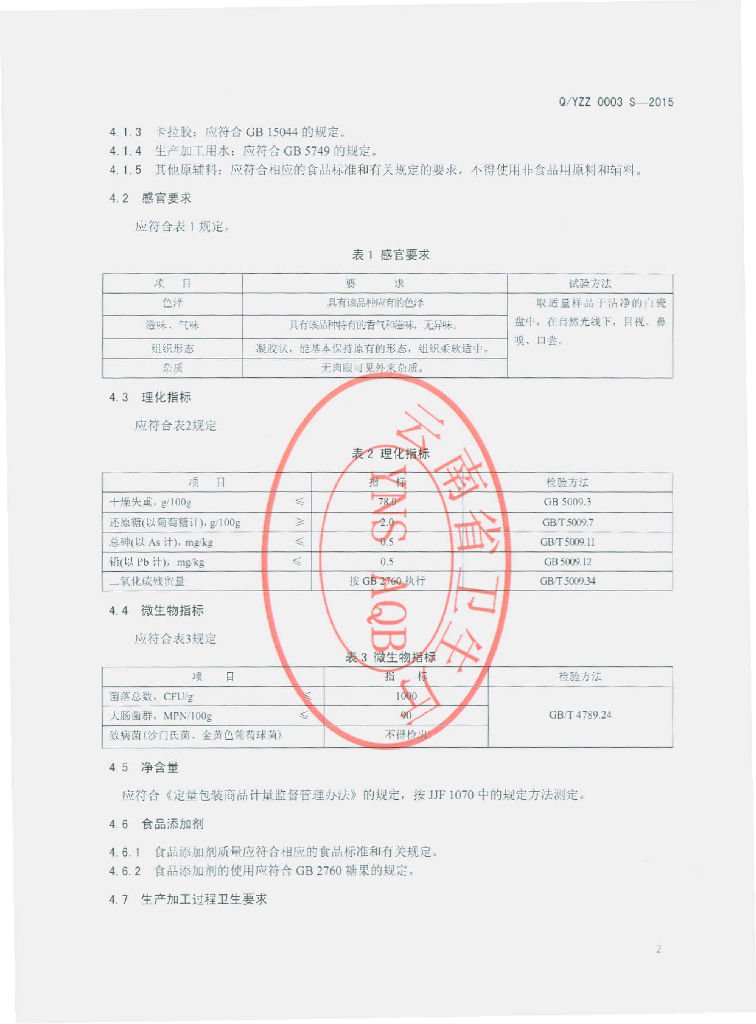 Q/YZZ 0003S-2015 标准预览