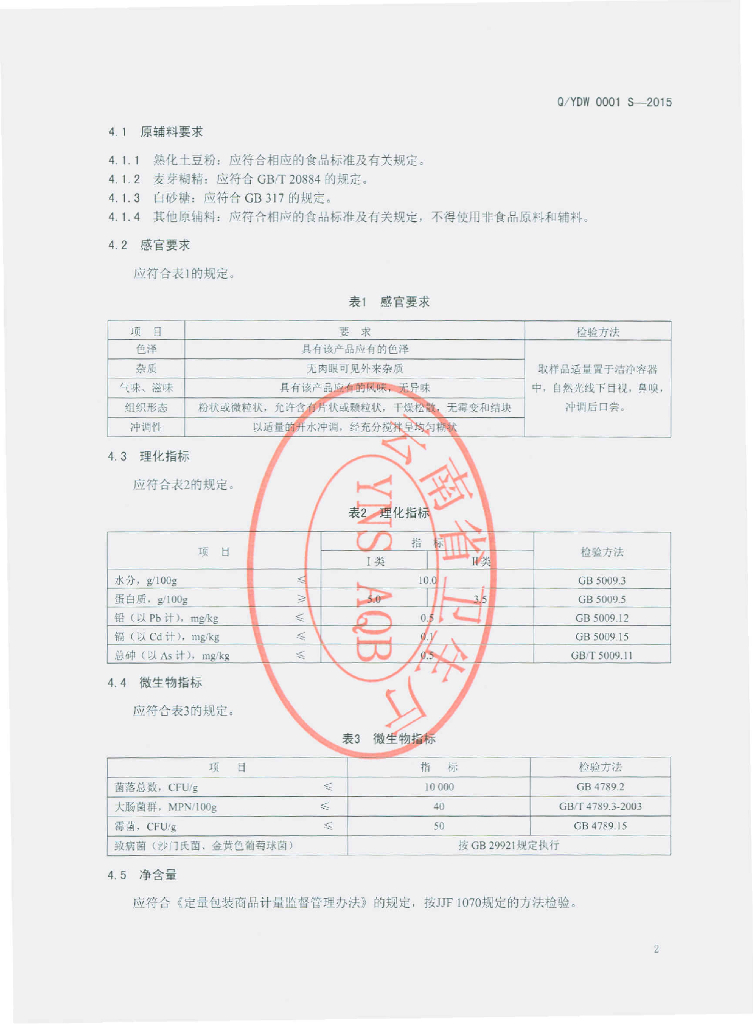 Q/YDW 0001S-2015 标准预览