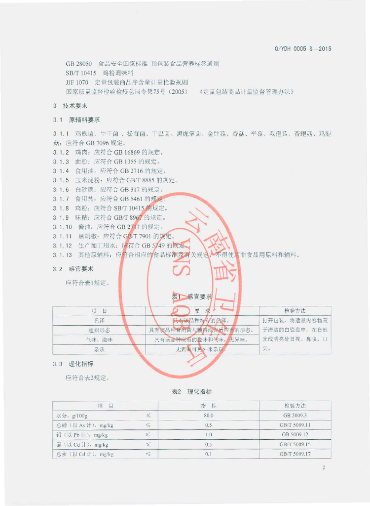 Q/YDH 0005S-2015 标准预览