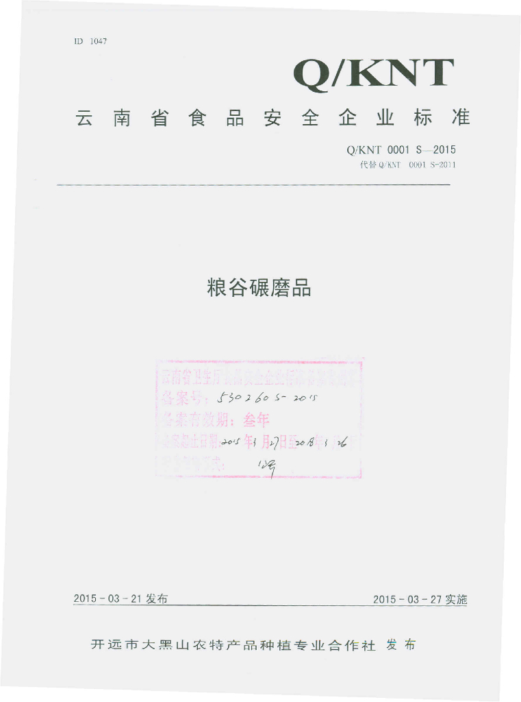 Q/LNT 0001S-2015 标准预览