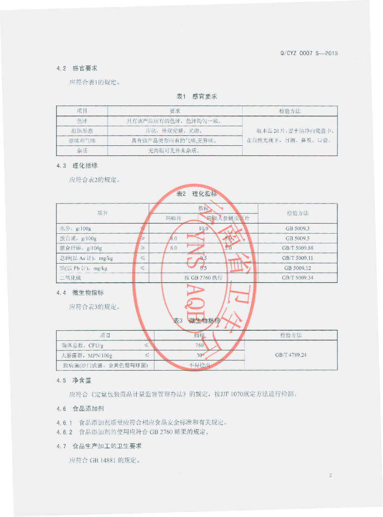 Q/CYZ 0007S-2015 标准预览