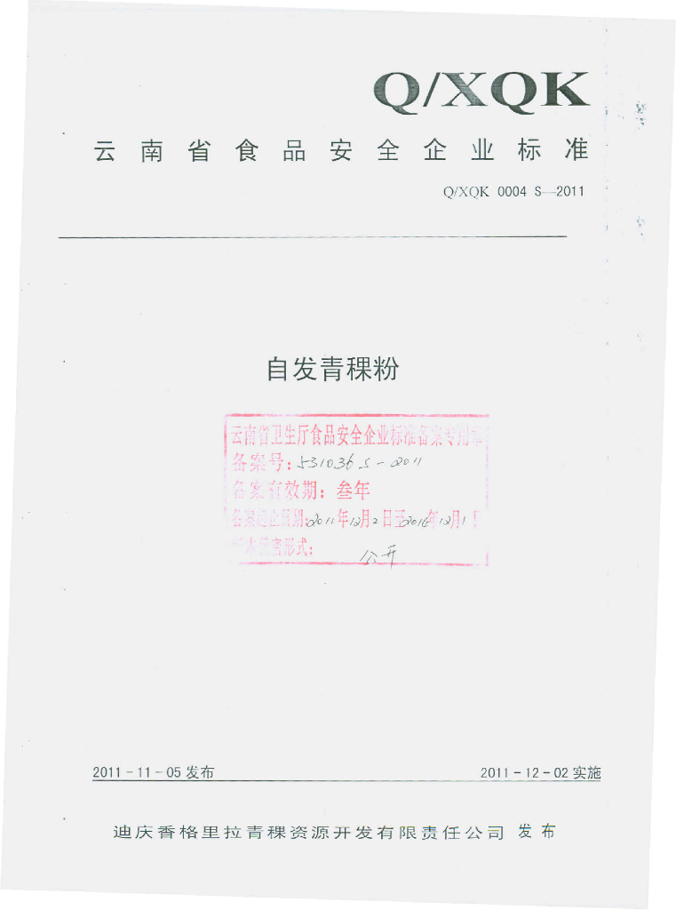 Q/XQK 0004S-2011 标准预览