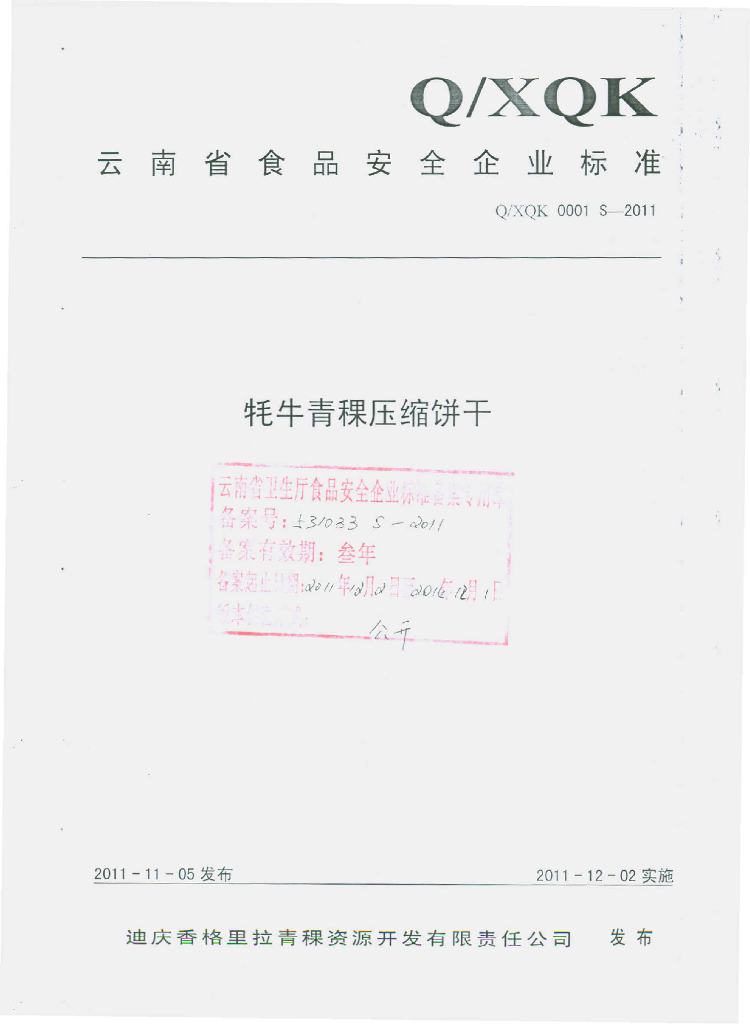 Q/XQK 0001S-2011 标准预览
