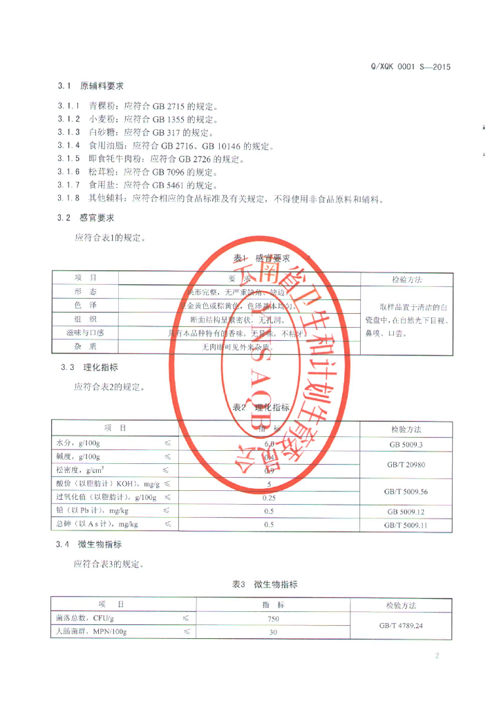 Q/XQK 0001S-2015 标准预览