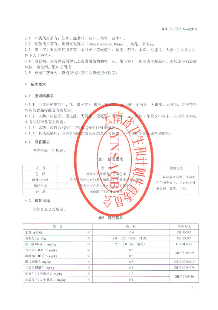 Q/XLS 0002S-2015 标准预览
