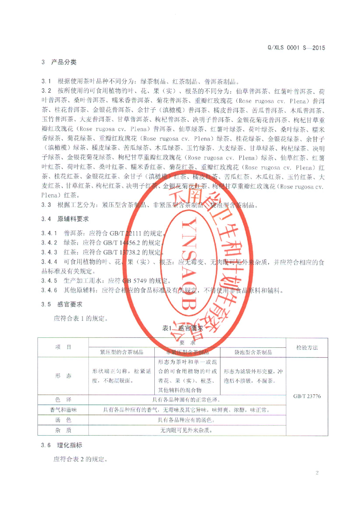 Q/XLS 0001S-2015 标准预览