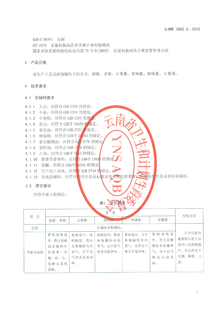 Q/MMF 0002S-2015 标准预览