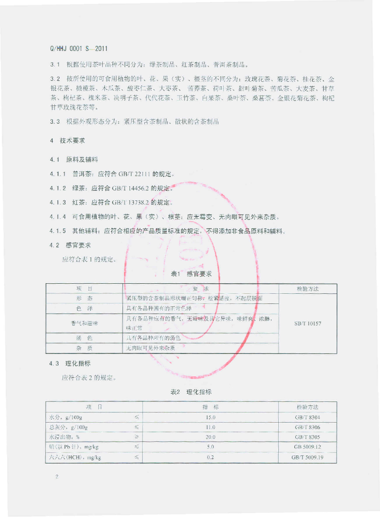 Q/HHJ 0001S-2011 标准预览