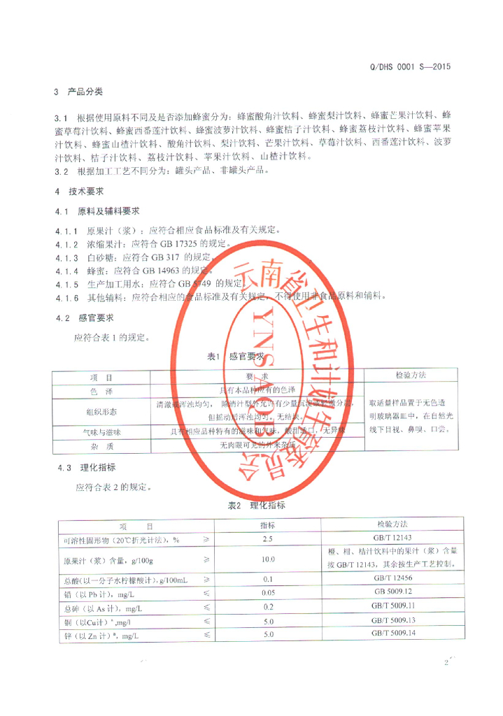 Q/DHS 0001S-2015 标准预览